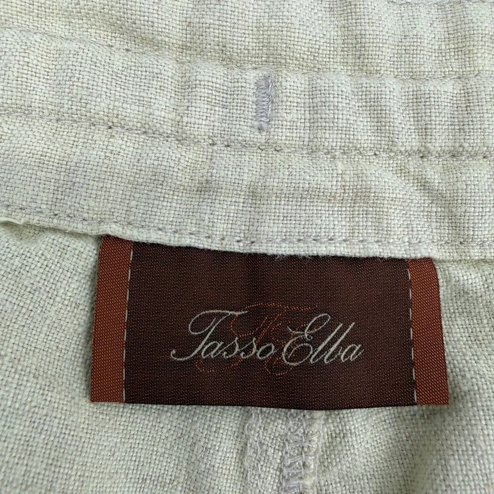Tasso Elba Mens 100% Linen Cargo Shorts Beige Sand Size 42 Utility Summer Casual